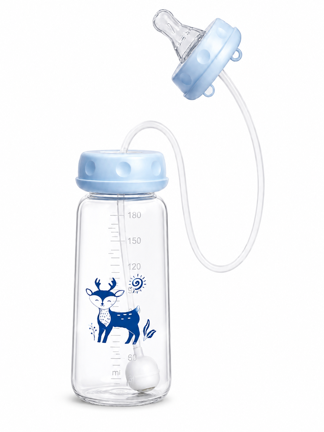 Hands-Free Baby Feeding Bottle with Silicone Tube | Variable Flow Nipple | BPA-Free | 240ml