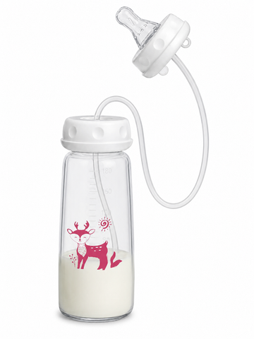 Hands-Free Baby Feeding Bottle with Silicone Tube | Variable Flow Nipple | BPA-Free | 240ml